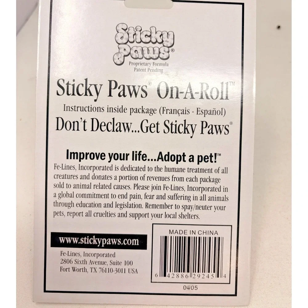 Sticky Paws On-A-Roll Cat Furniture Scratch Deterrent Tape 32.8 Ft New Sealed